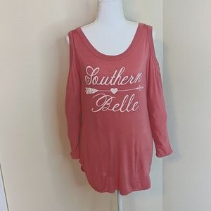 Southern Belle Cold Shoulder Size M Dark Pink